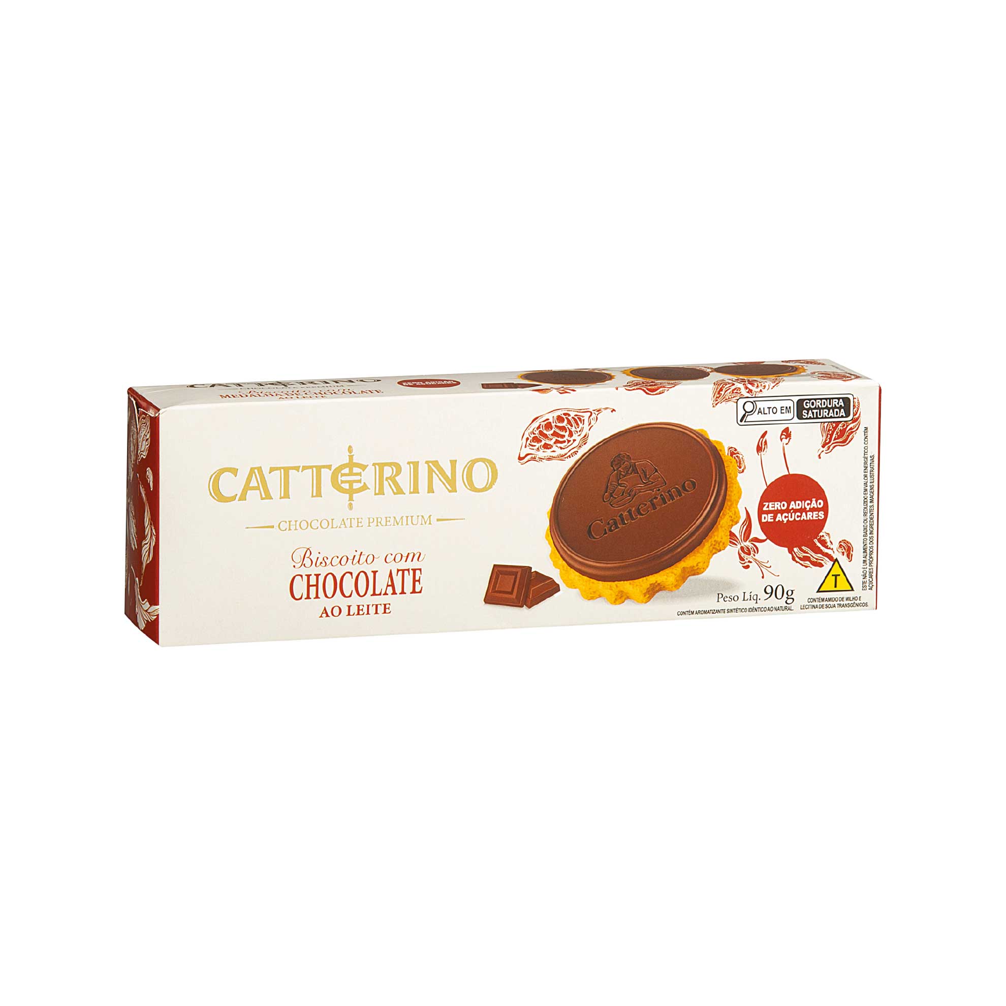 Biscoito com Chocolate ao Leite Zero Adição de Açúcar Catterino 90g