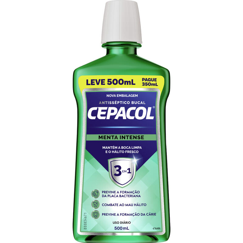 Antisséptico Bucal Cepacol Menta Intense LV 500ml PG 350ml