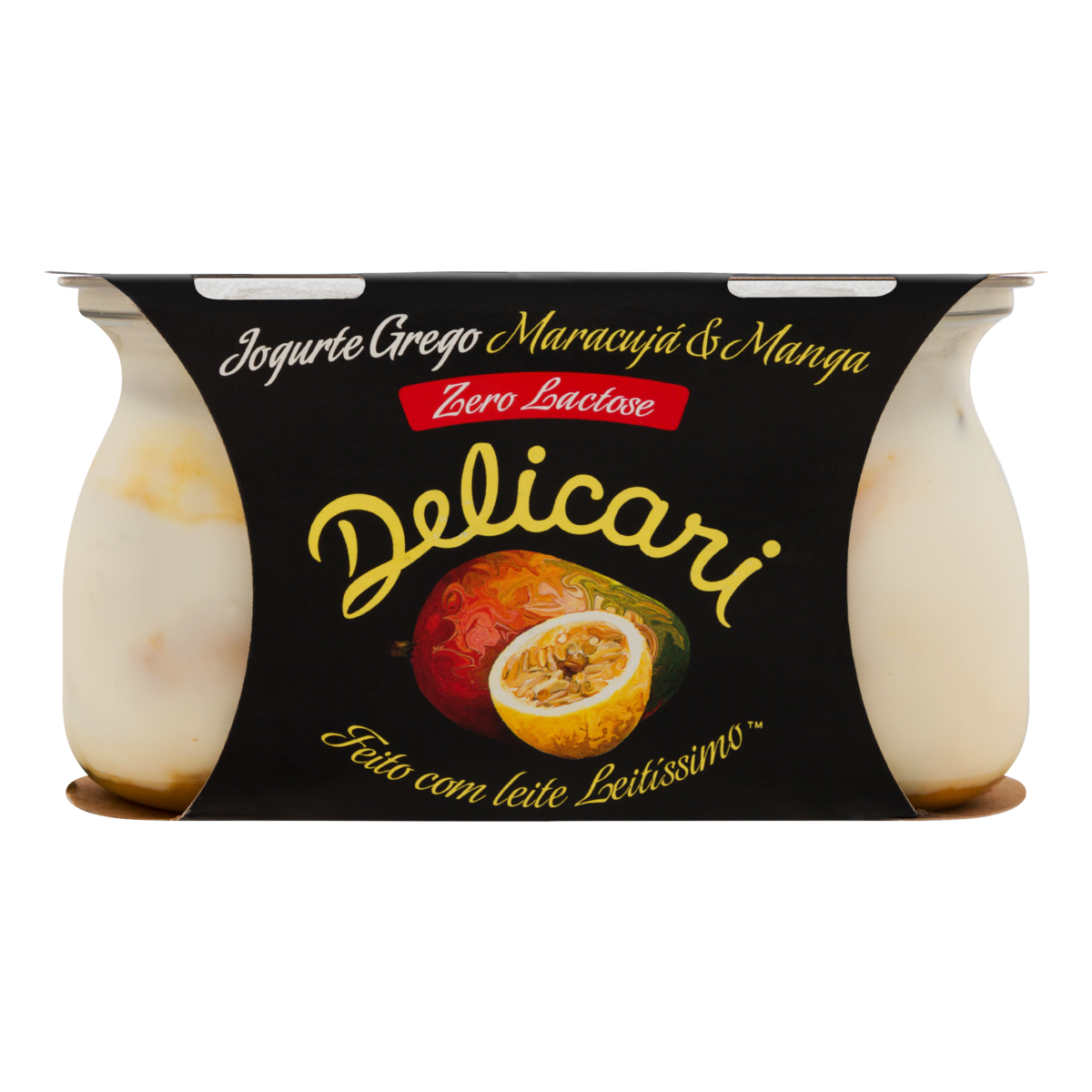 Iogurte Integral Grego Maracujá e Manga Zero Lactose Delicari Copo 340g 2 Unidades
