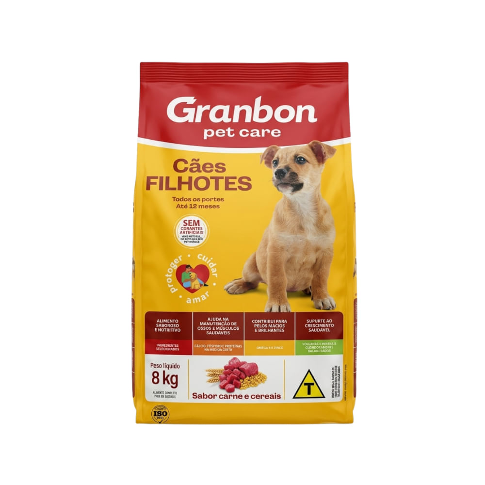 Ração para Cães Filhotes Granbon Pet Care Carne e Cereais Pacote 8kg
