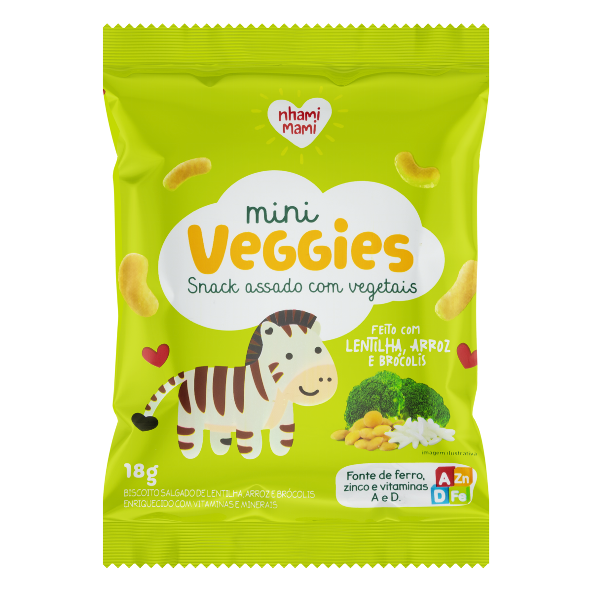 Biscoito NHAMI MAMI Mini Veggies Lentinha,Arroz e Brócolis 18g
