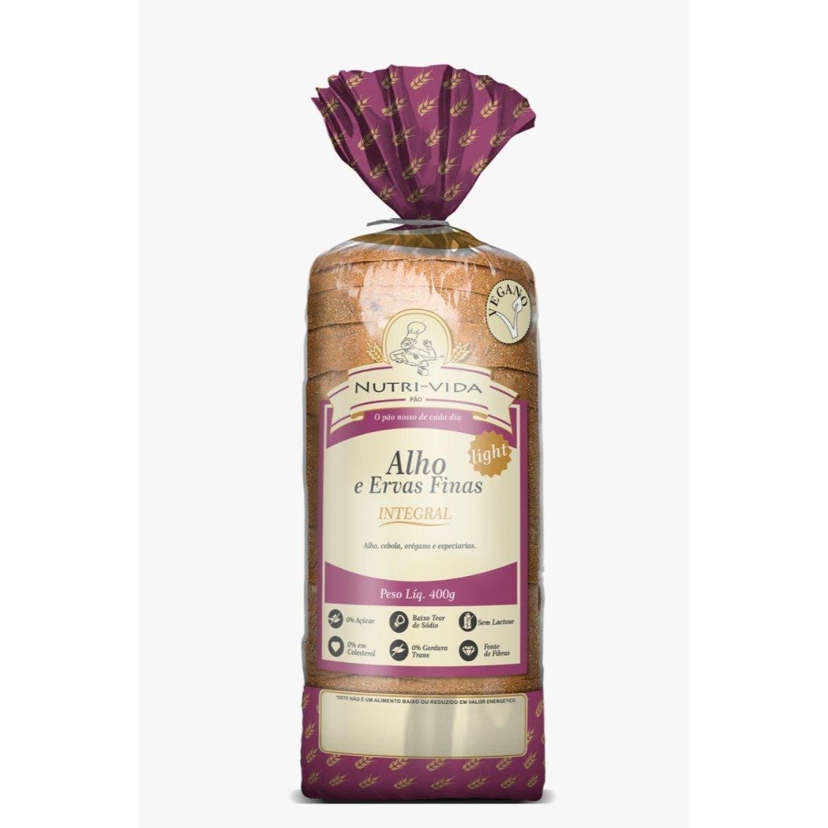 Pão Integral 59,9% Vegano Alho e Ervas Finas 400g