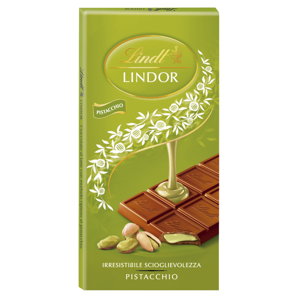 Chocolate ao Leite Recheio Cremoso de Pistache Lindt Lindor Cartucho 100g