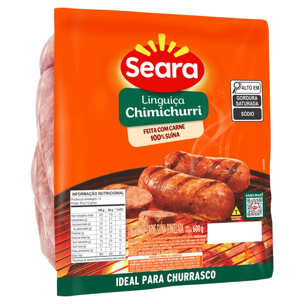 Linguiça Churrasco Seara Congelada Chimichurri 600g