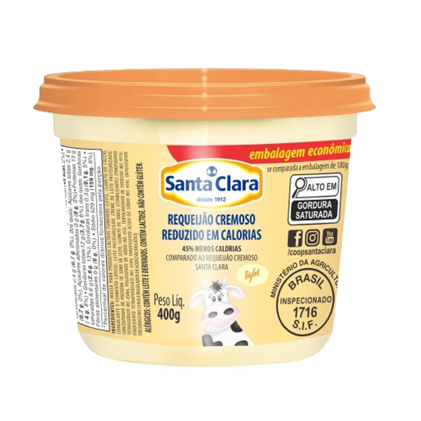 Requeijão Cremoso Santa Clara 400g - Light