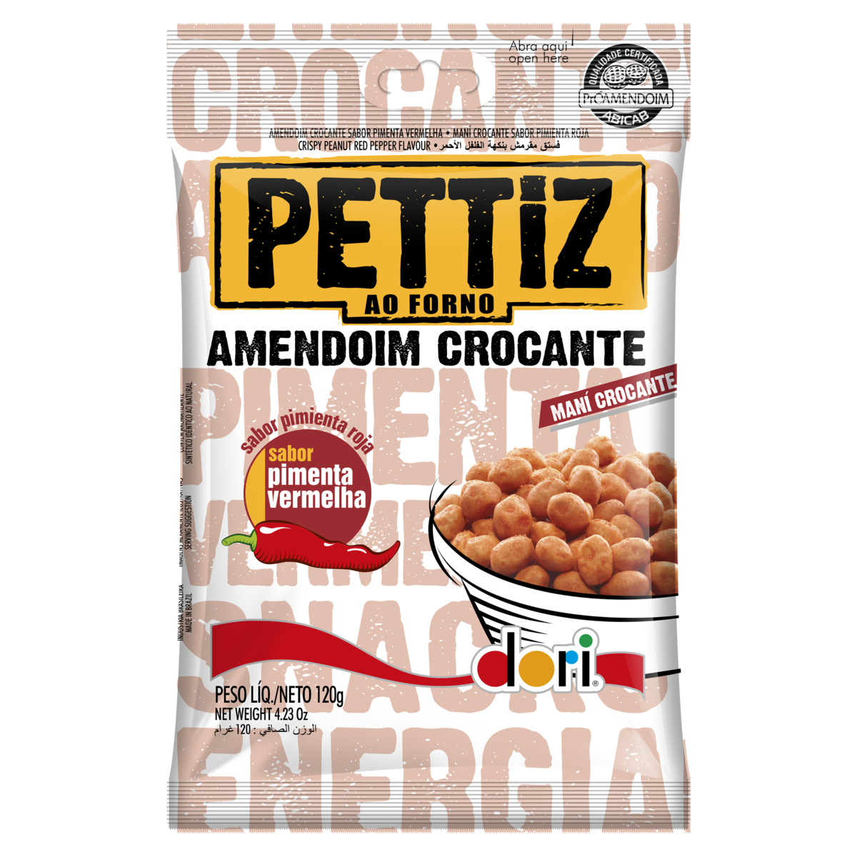 Amendoim Crocante Pimenta-Vermelha Dori Pettiz Pacote 120g