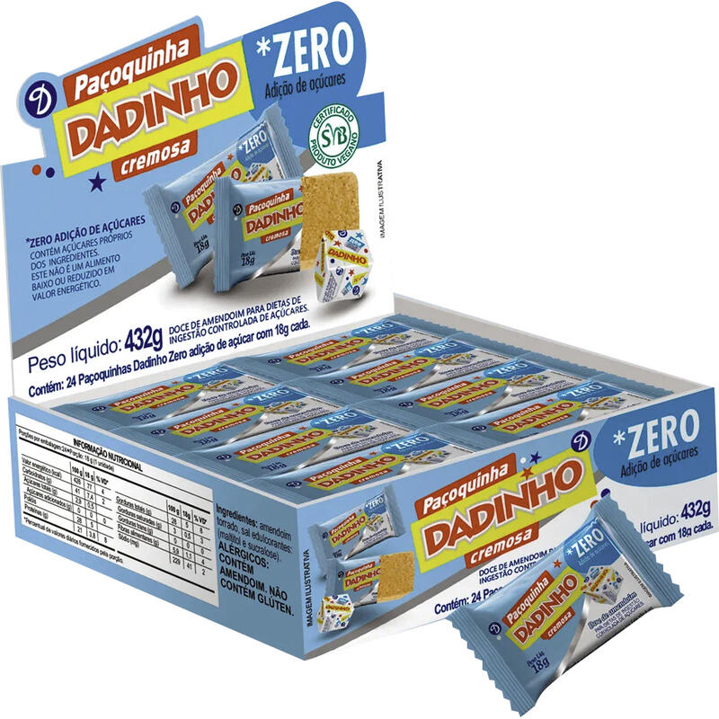 Doce Paçoca Dadinho Zero 24x18g