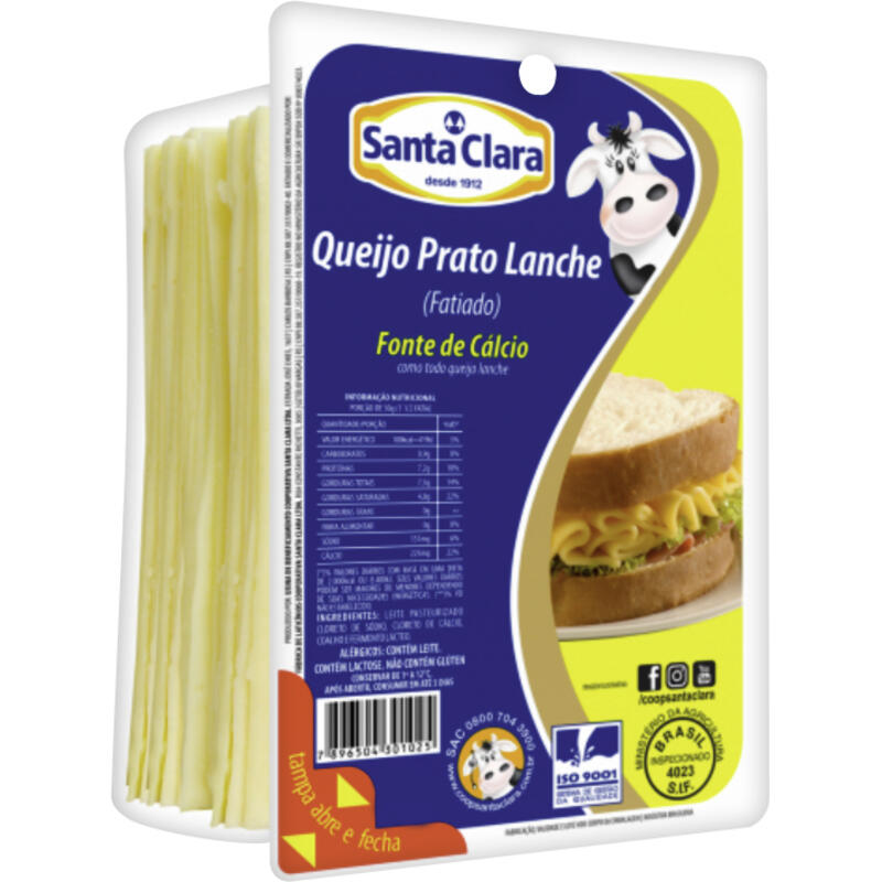 Queijo Prato Santa Clara Fatiado 300g