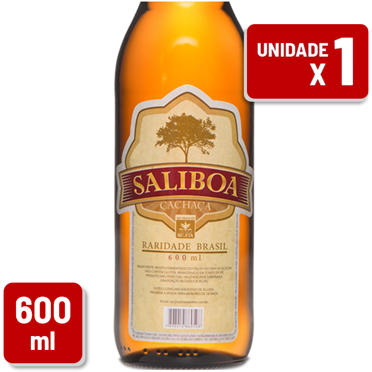 Cachaça Saliboa Garrafa Vidro 600ml