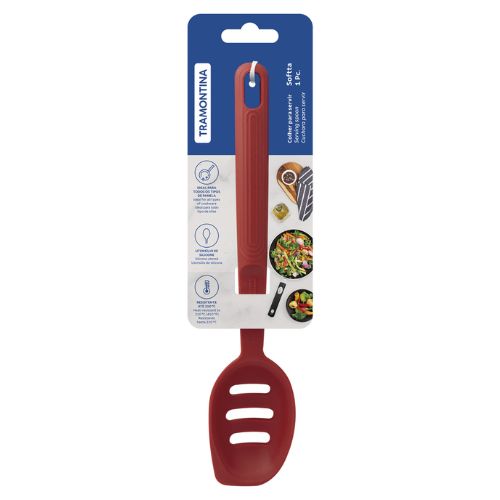 Colher P/servir Softta Vazada Silicone Vermelho Tramontina