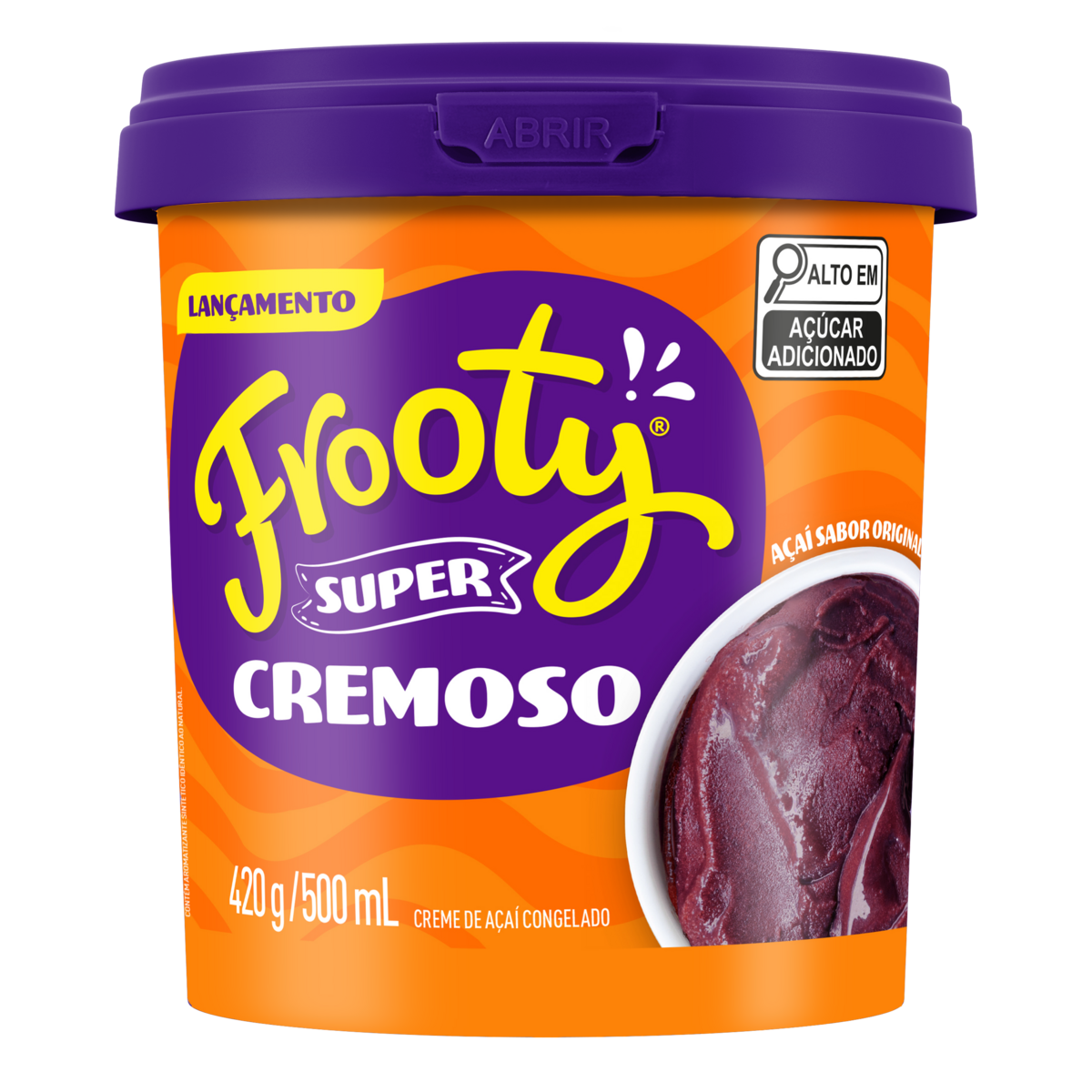 Creme de Frutas Açaí Original Frooty Super Cremoso Pote 500ml