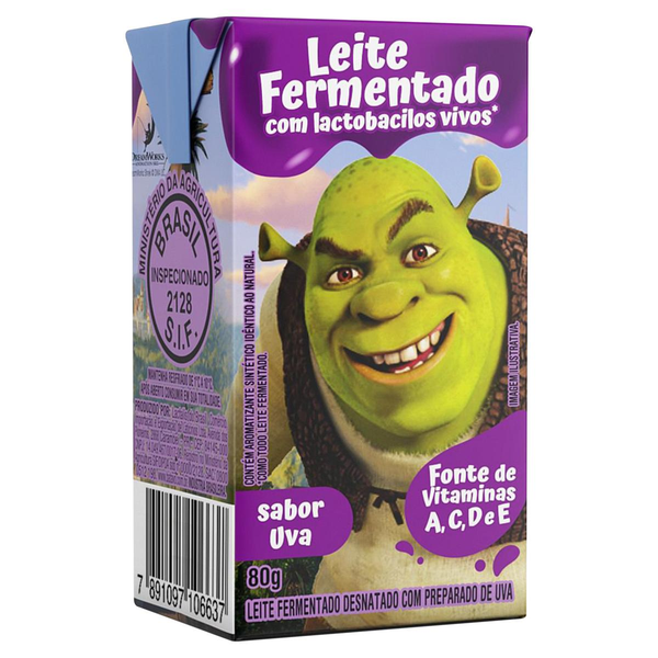 Leite Fermentado SHREK Uva com 6 unidades 800g