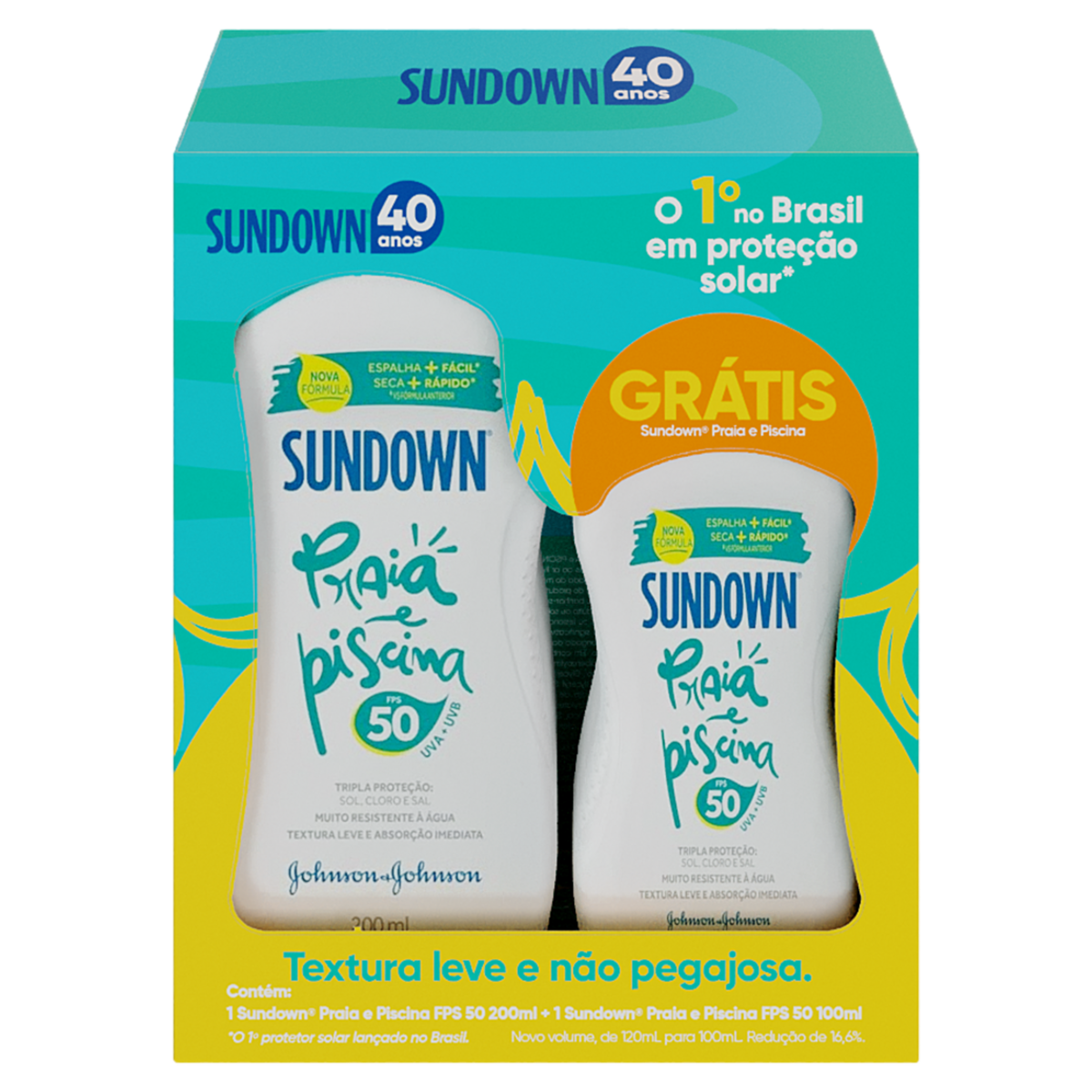 Kit Protetor Solar FPS 50 Sundown Praia e Piscina 200ml Grátis Protetor Solar FPS 50 100ml
