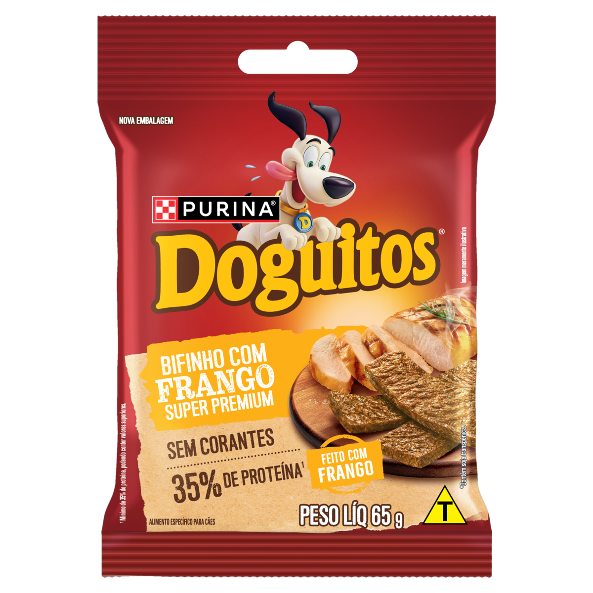 Petisco Doguitos Para Cães Bifinho de Frango Pacote 65g