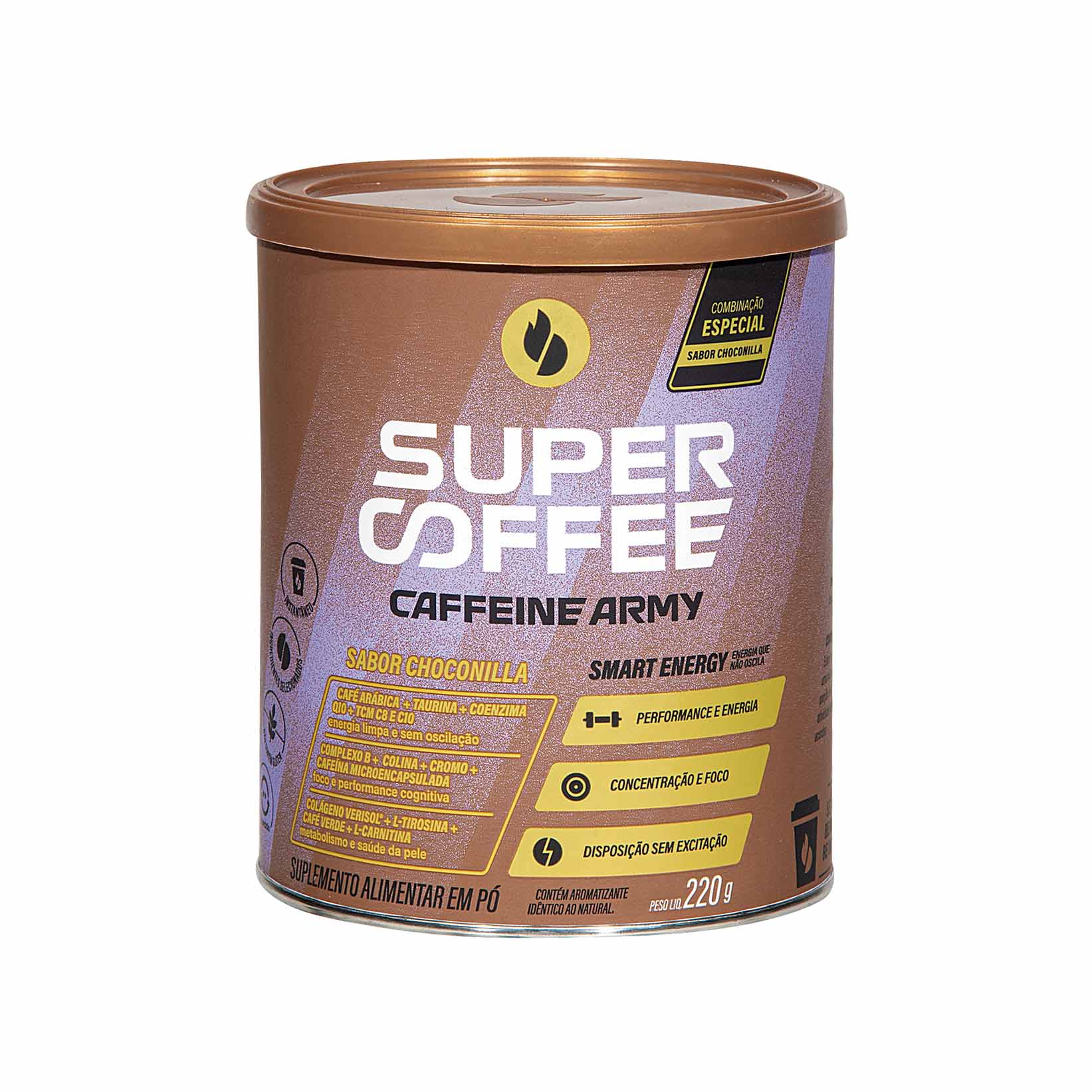 Suplemento Alimentar de Choconilla SuperCoffee Caffeine Army 220g