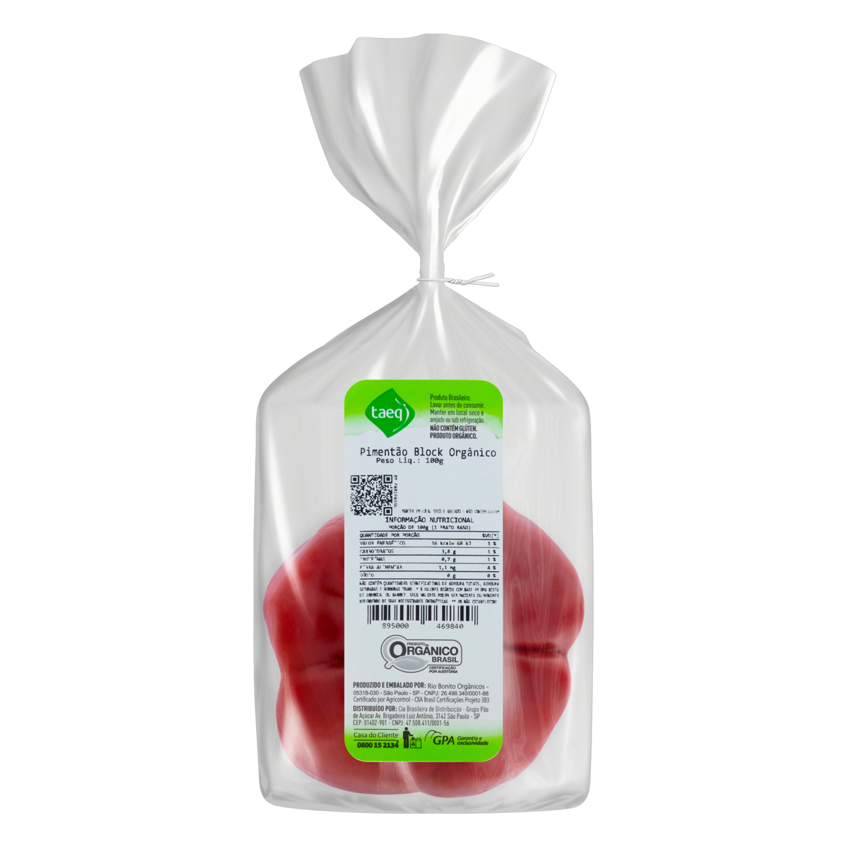 Pimentão Vermelho Block Orgânico Taeq 100g