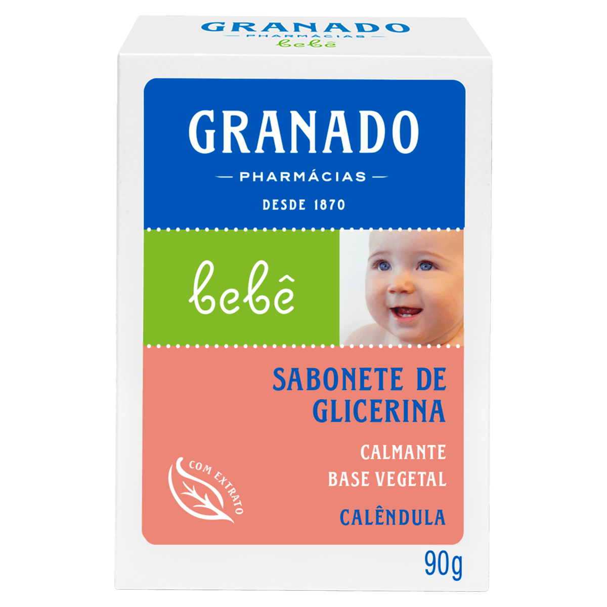 Sabonete Barra de Glicerina Calêndula Granado Bebê Caixa 90g