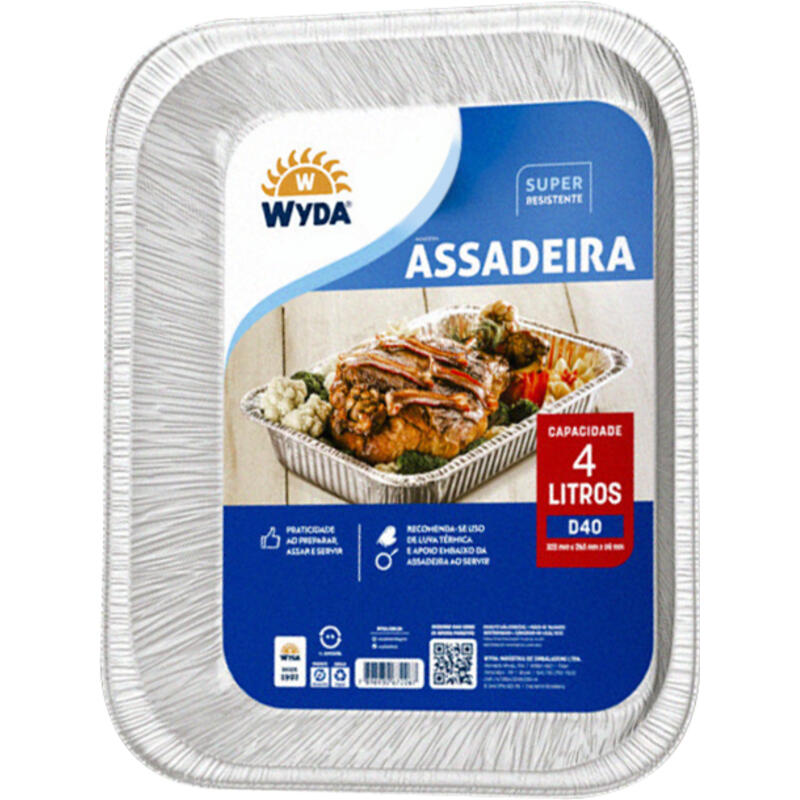 Assadeira Descartável de Alumínio Wyda Retangular 4L Un