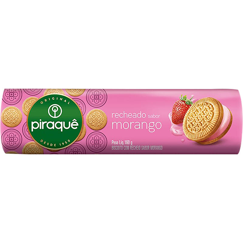 Biscoito Recheado Piraquê Morango 160g