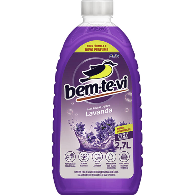 Lava Roupas Líquido Bem-te-vi Lavanda 2,7L