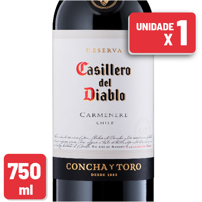 Vinho Casillero Del Diablo Reserva Carmenere Garrafa Vidro 750ml