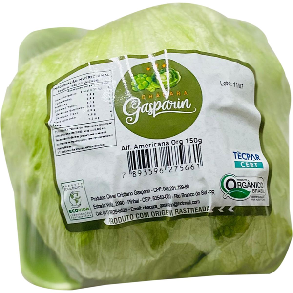 Alface-americana Gasparin 150g - Orgânica