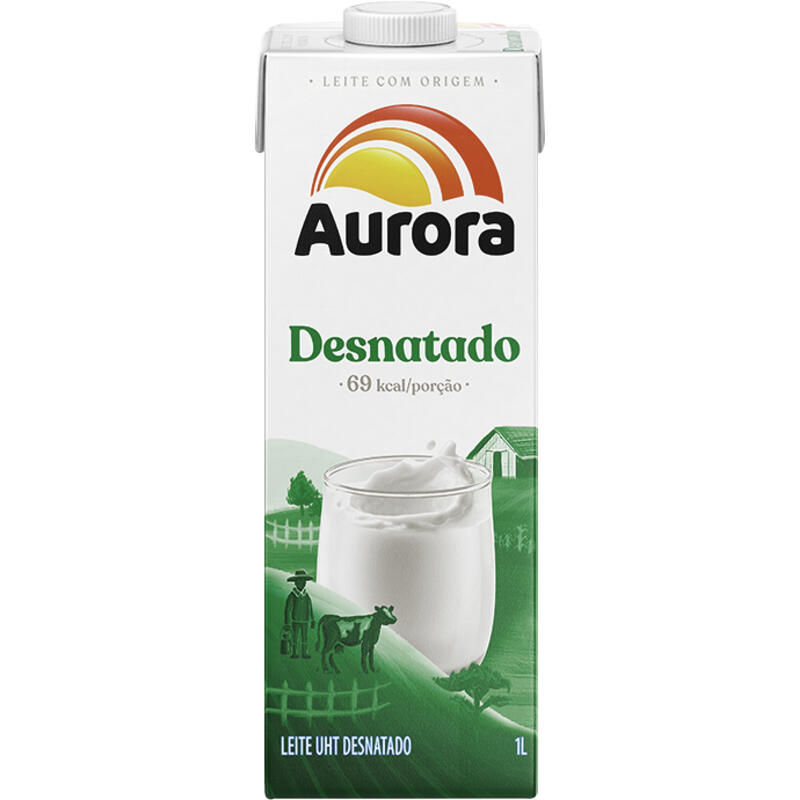 Leite Longa Vida Aurora Desnatado Com tampa 1L