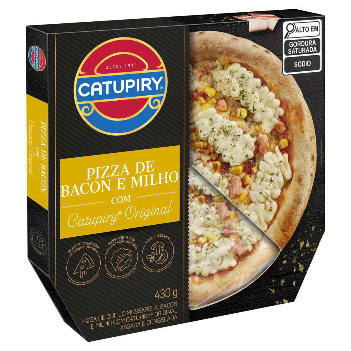 Pizza Artesanal Bacon e Milho com Catupiry Original 430g