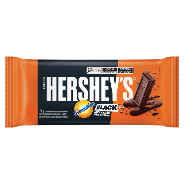 Chocolate Meio Amargo 40% Cacau Com Ovomaltine Black Hershey'S Pacote 75G