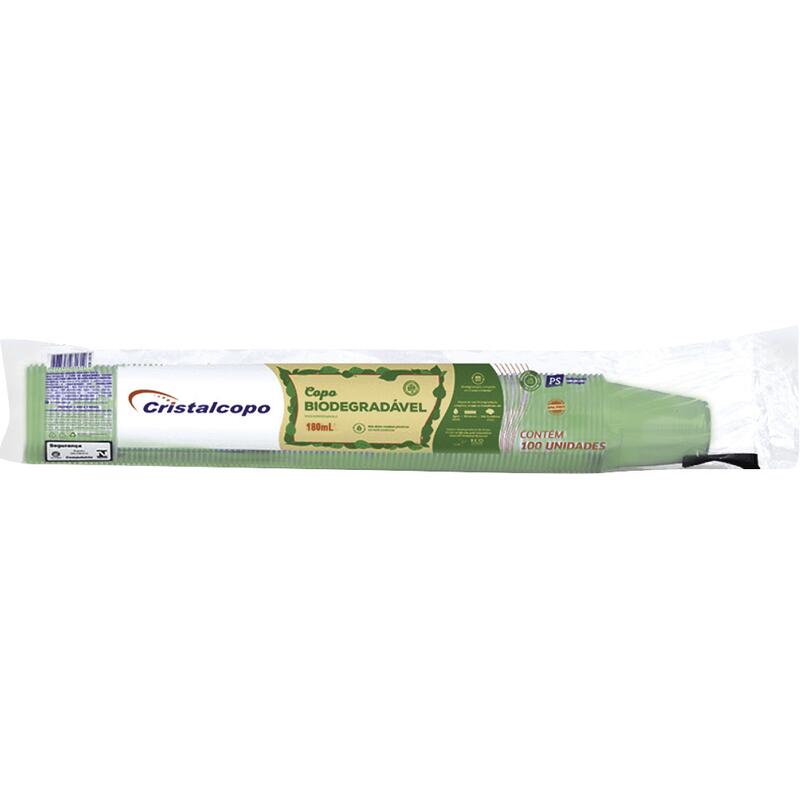 Copo Descartável Biodegradável Cristalcopo ABNT 180ml 100un