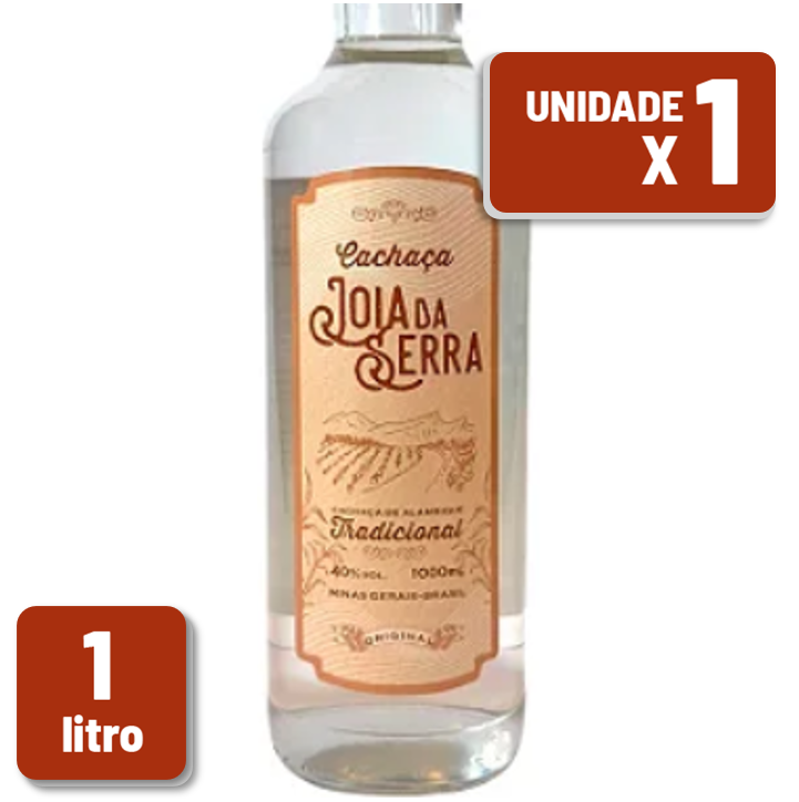 Cachaça Joia da Serra Tradicional Garrafa Vidro 1L