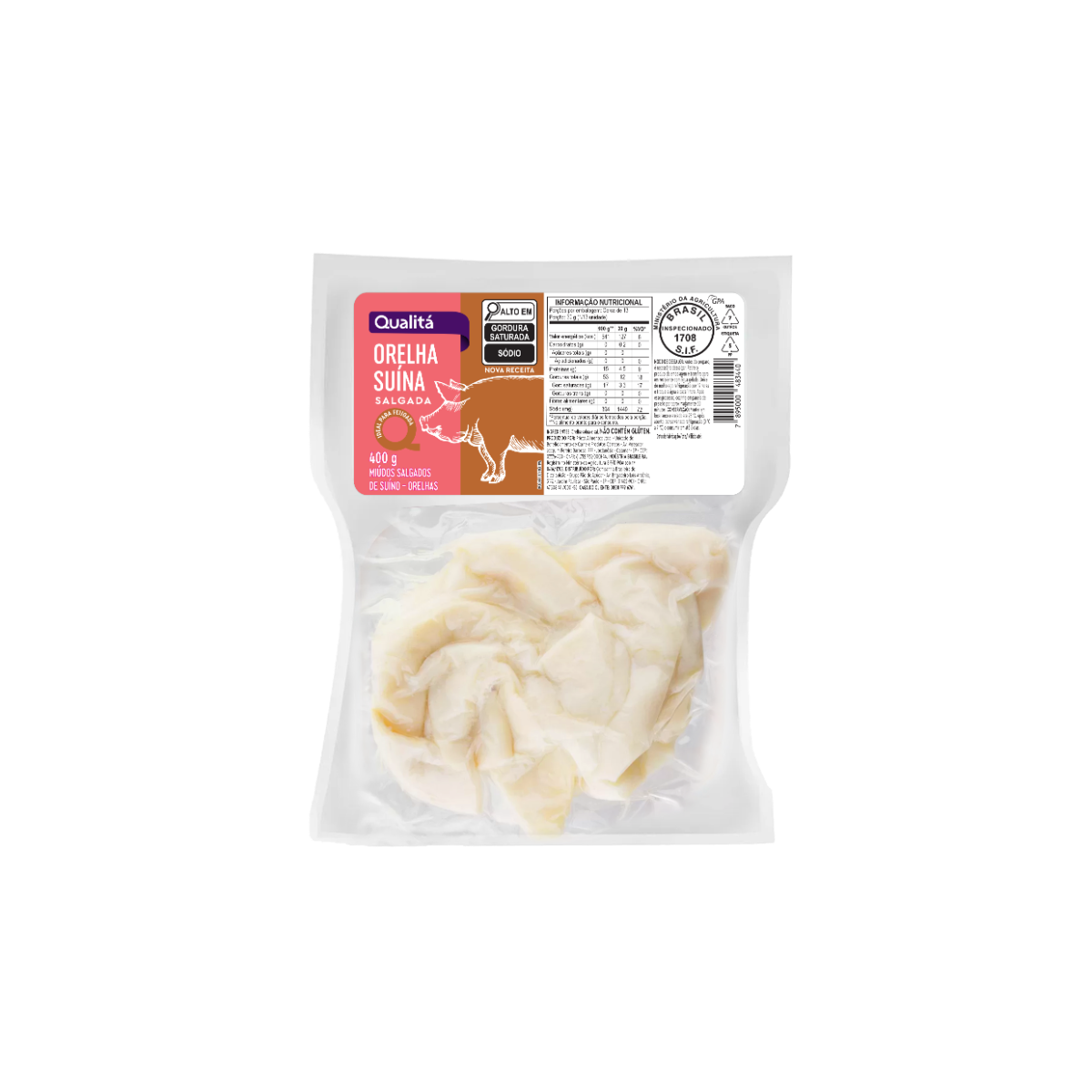 Orelha Suína Salgada QUALITÁ 400g