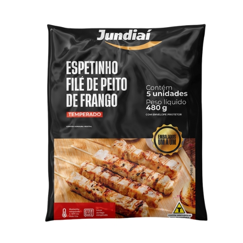 Espeto Peito Frango Temperado Congelado Jundiaí 480gr