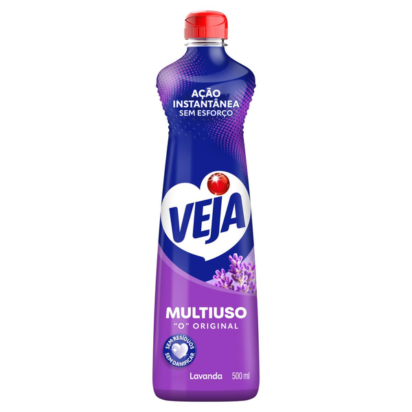 Limpador Multiuso Veja Lavanda - Com Álcool - Leve 600ml, Pague 500ml