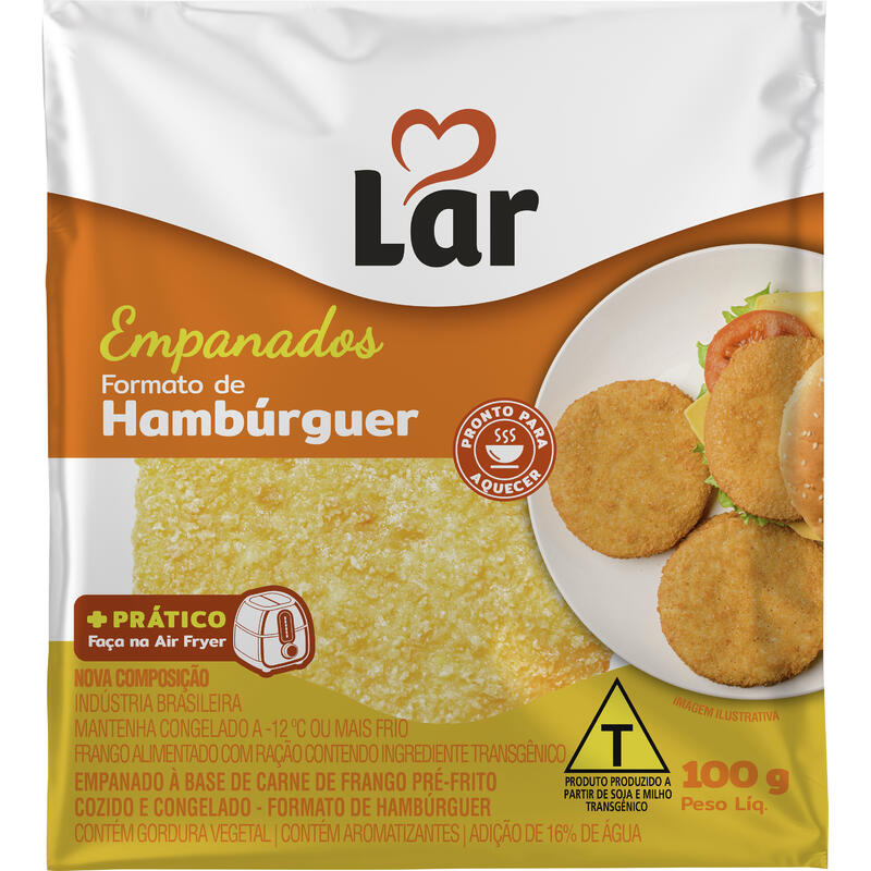 Hambúrguer de Frango Empanado Lar Congelado 100g