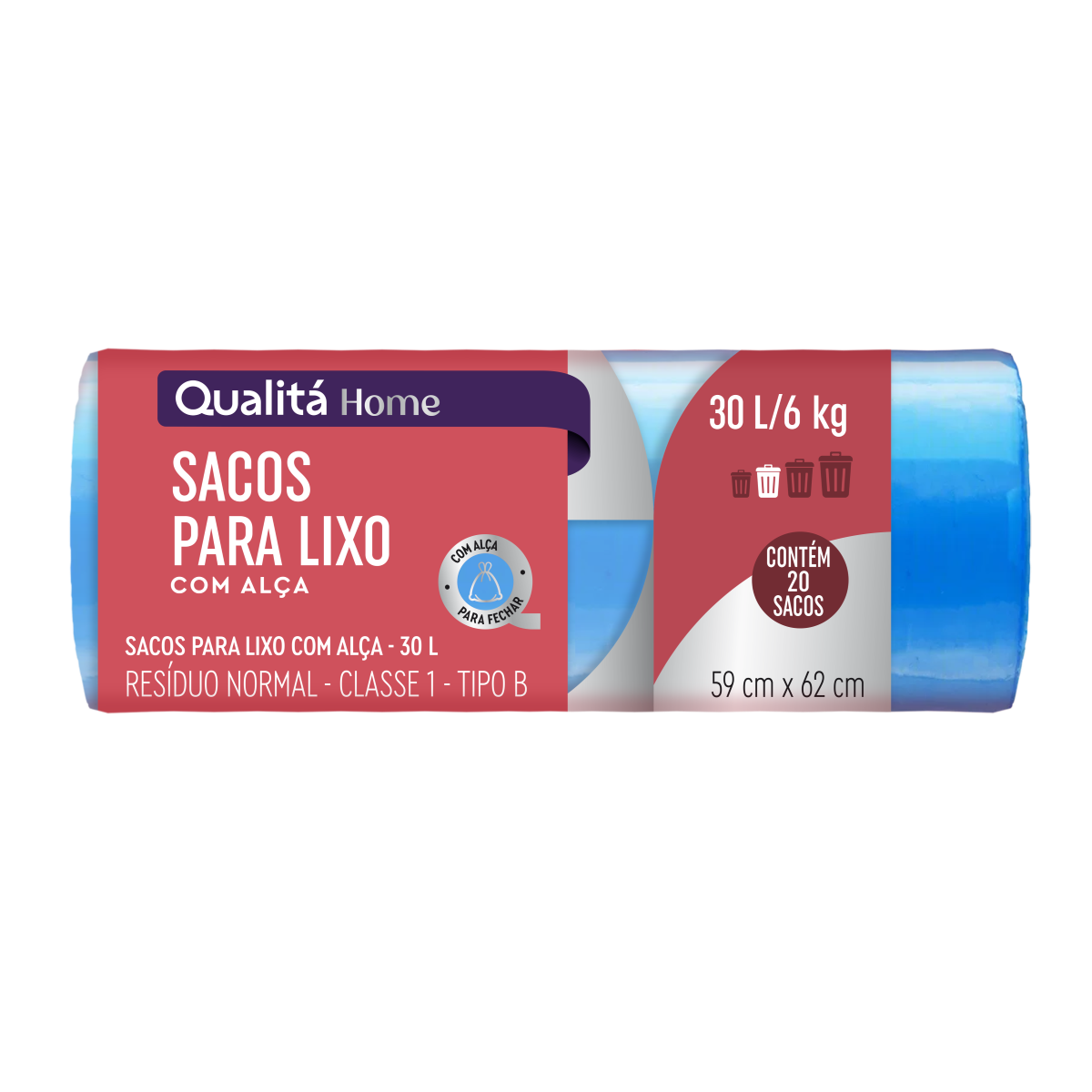 Saco Lixo Qualitá 30 Litros com Alça com 20 Unidades