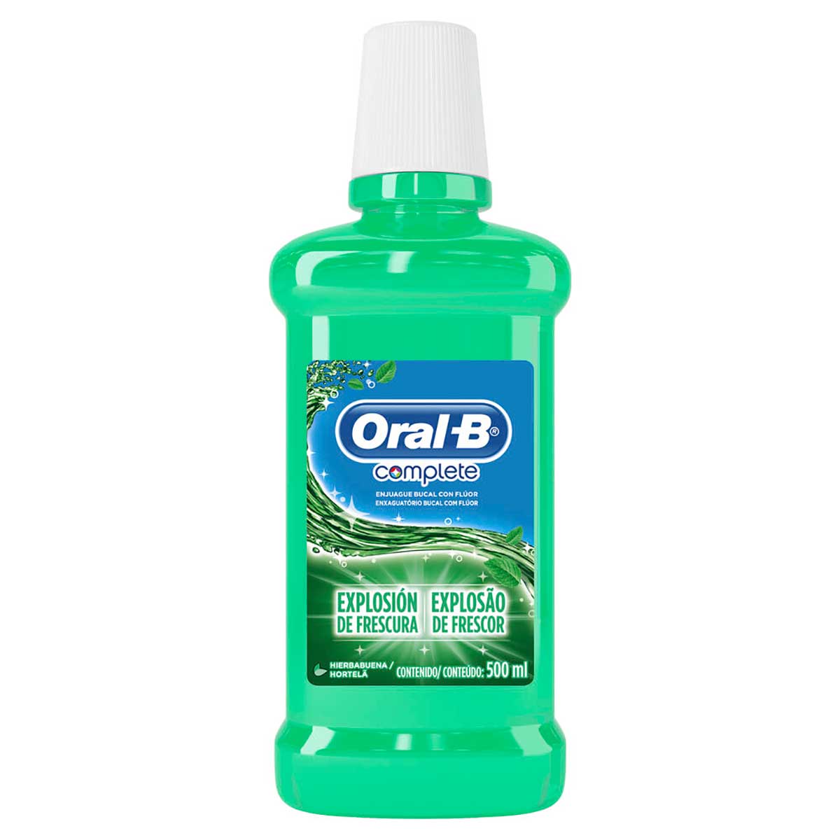 Enxaguante Bucal Zero Álcool Hortelã Oral-B Complete Cuidado Anticárie Frasco Leve 500ml Pague 300ml