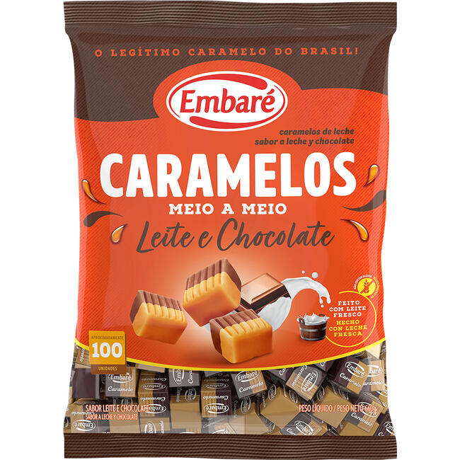 Bala Caramelo Embaré Leite e Chocolate 660g
