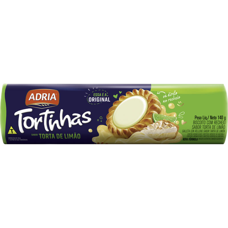 Biscoito Recheio Torta de Limão Adria Tortinhas Pacote 140g