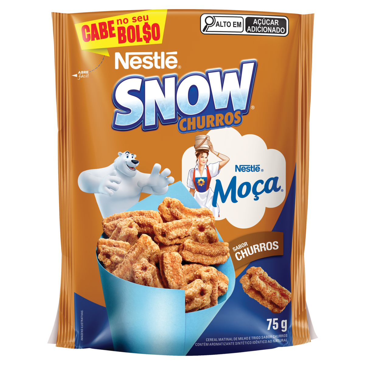 Cereal Matinal Churros Moça Snow Pacote 75g
