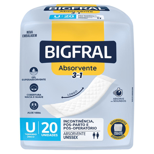 Absorvente Geriátrico Bigfral Plus Com 20 Absorventes - Regular - Tamanho Único