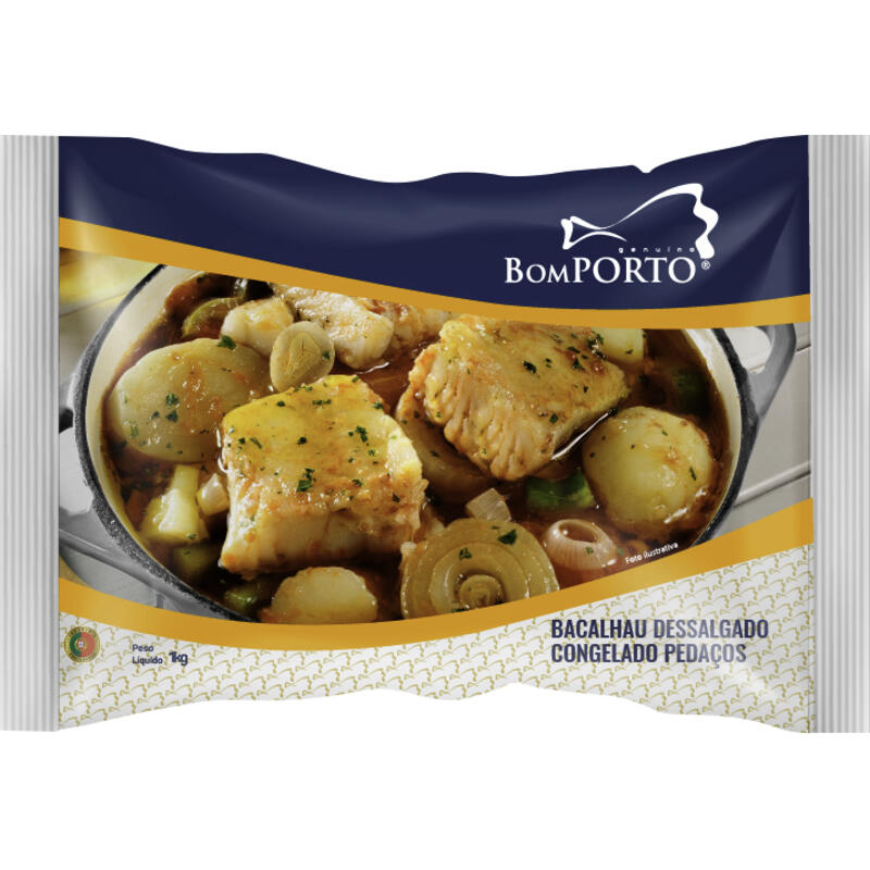 Bacalhau em Pedaço Bom Porto Congelado Dessalgado 1kg