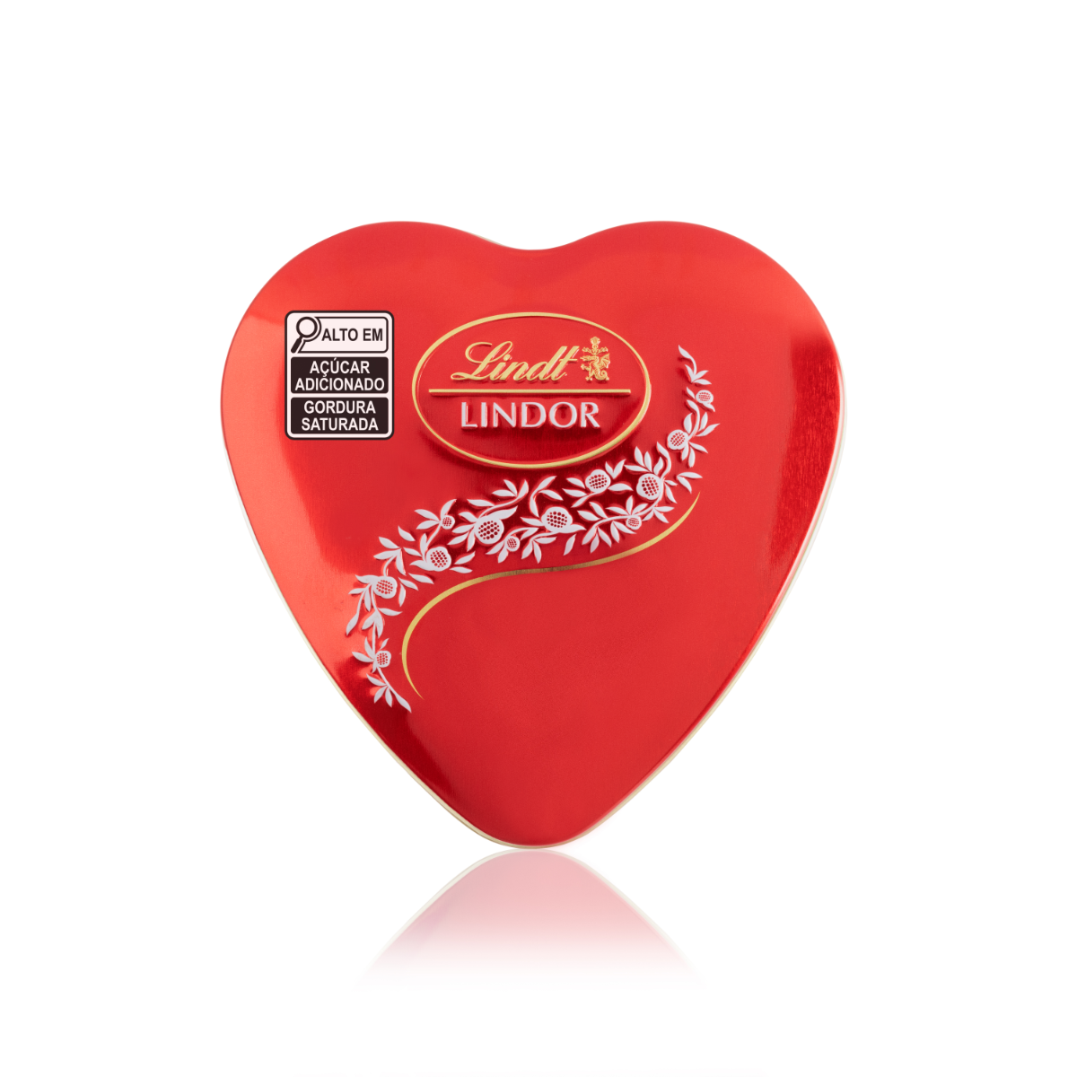 Lata de coração para presente Lindt Lindor Chocolate Ao Leite 50g com 4 unidades