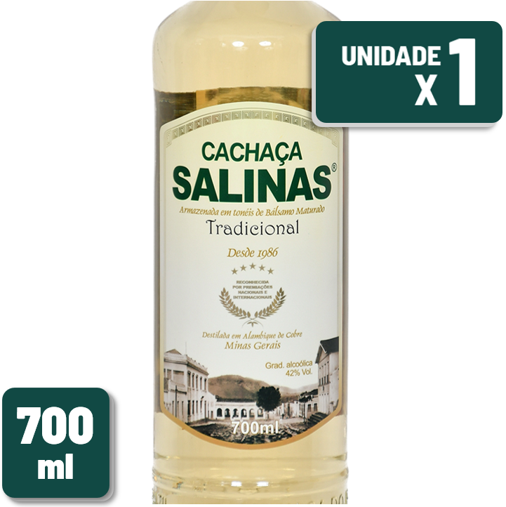 Cachaça Salinas Tradicional Garrafa Vidro 700ml