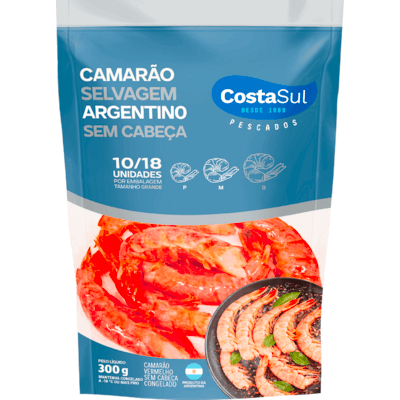 Camarão Vermelho Costa Sul Congelado Sem Cabeça 300g