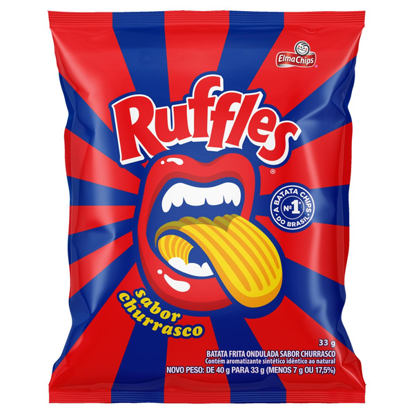 Batata Frita Ondulada Churrasco Elma Chips Ruffles Pacote 33g