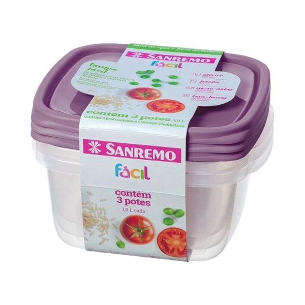 Conjunto de Potes Sanremo 1,9 Litros - Com 3 unidades
