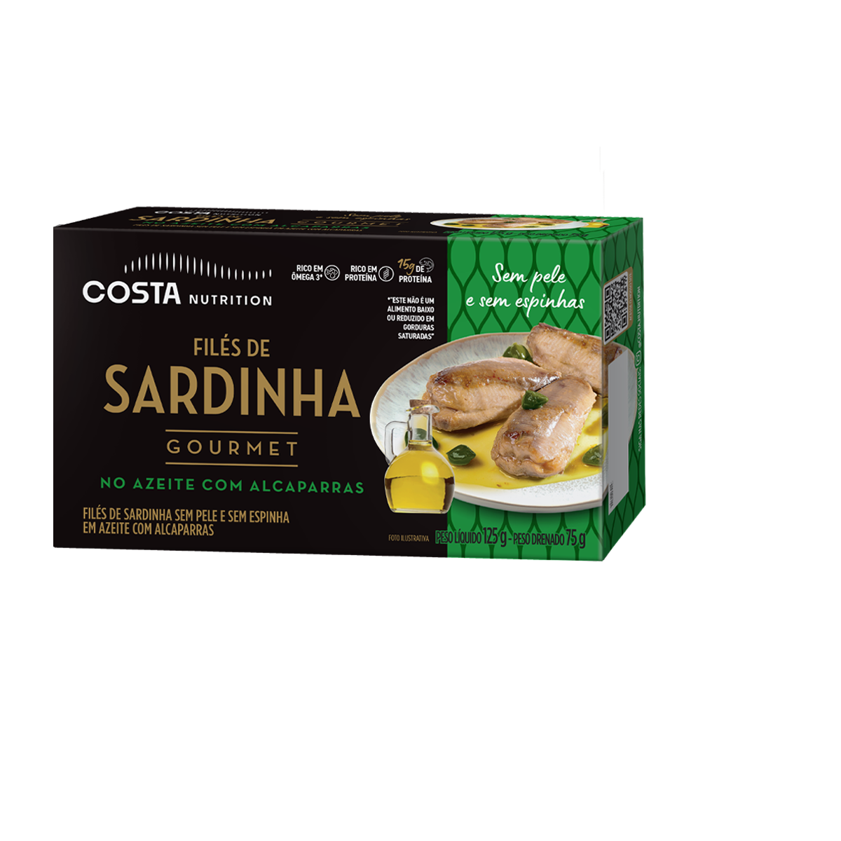 Filés de Sardinha no Azeite Com Alcaparras Gourmet Costa Nutrition 125g