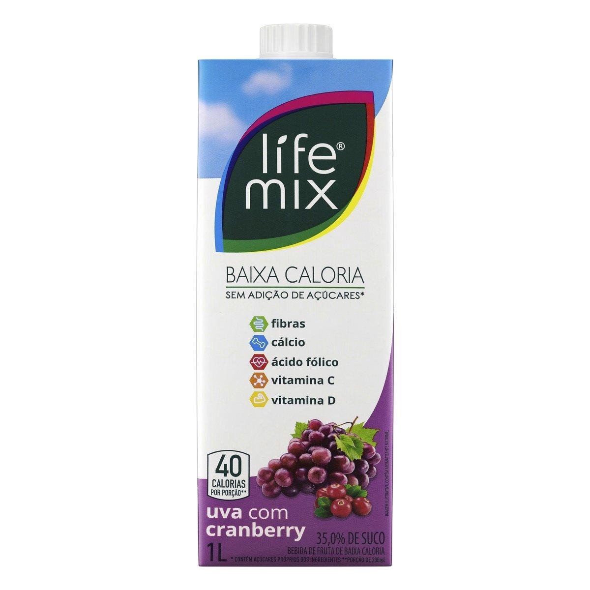 Bebida Uva com Cranberry Life Mix Caixa 1l