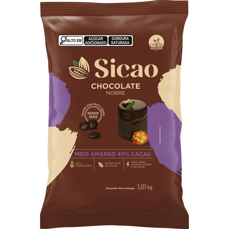 Cobertura de Chocolate em Gotas Sicao Nobre Meio Amargo 1,01kg